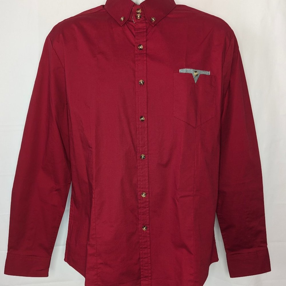 TamWare Long Sleeve Button Down Mens L Large Red